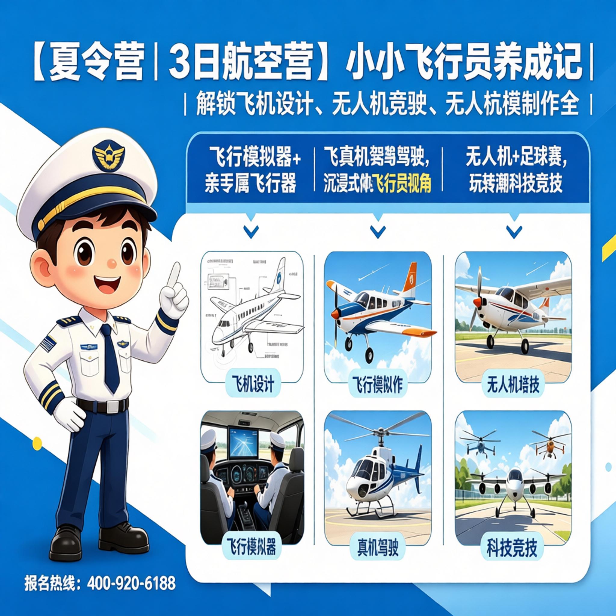 【夏令营|3 日航空营】小小飞行员养成记| 解锁飞机设计、真机驾驶、无人机竞技、航模制作全体验